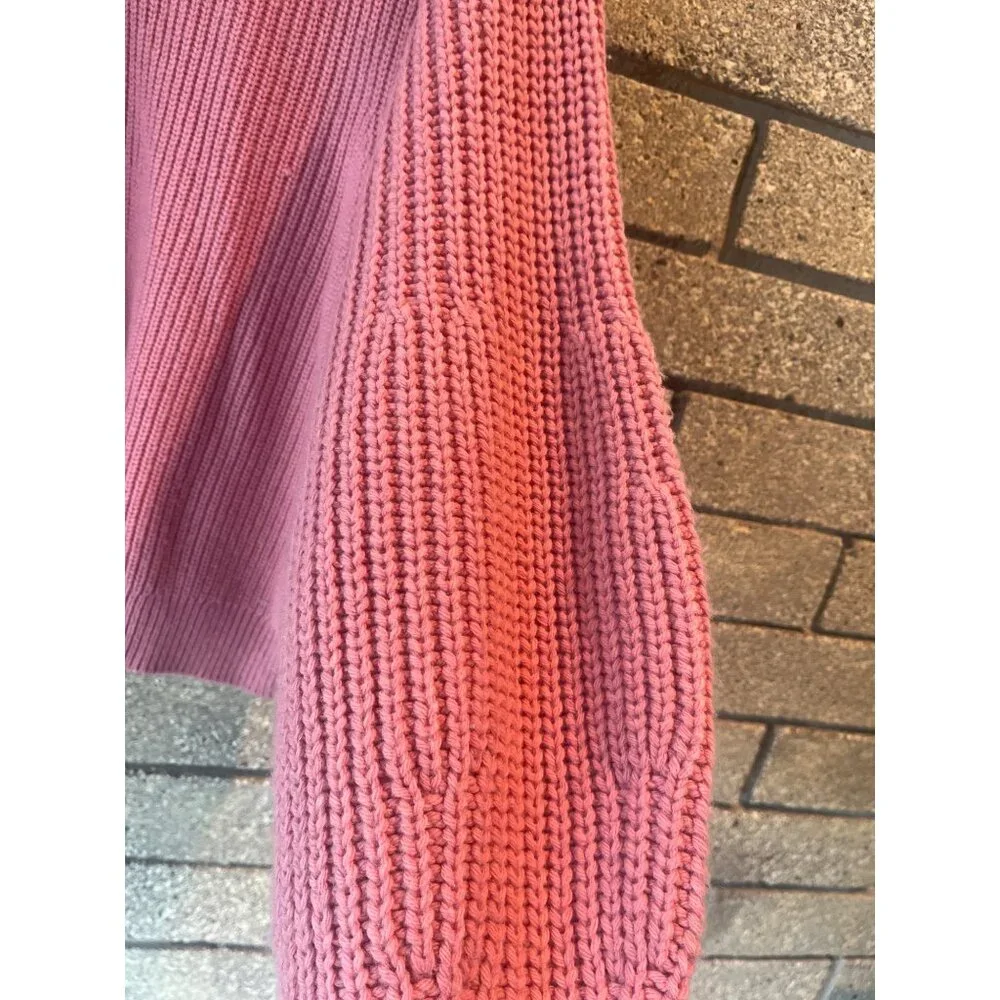 Staud Aura Pink Knit Sweater Balloon Sleeves Womens XL Soft  Wool & Cotton Blend - Picture 11 of 14